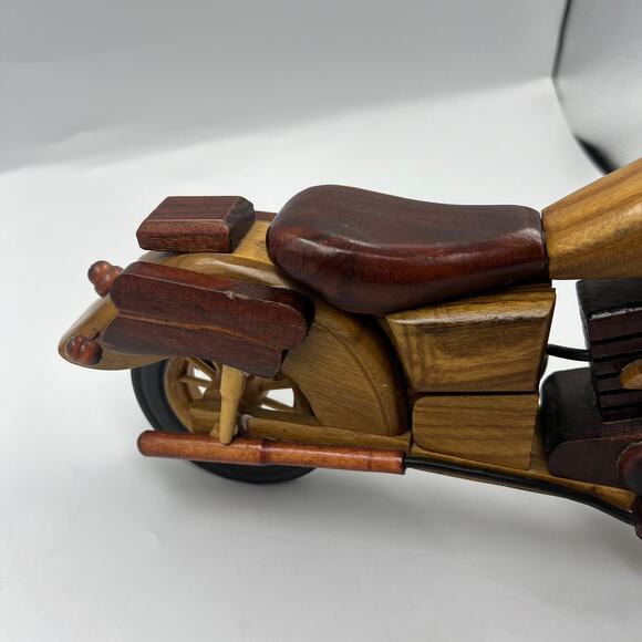 Vintage Handmade Exotic Hard Wood Decorative Motorcycle Bike Harley 14" - Picture 13 of 15